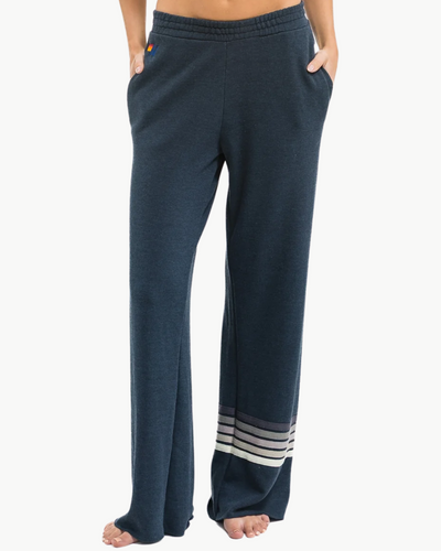 RUGBY STITCH WIDE LEG POCKET SWEATPANTS IN CHARCOAL