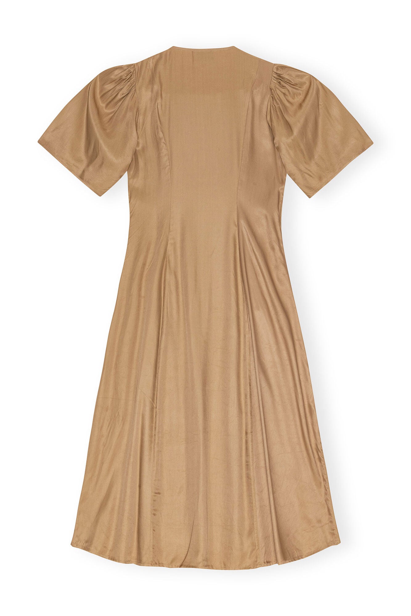 VISCOSE TWILL WRAP MIDI DRESS IN TIGER'S EYE - Romi Boutique