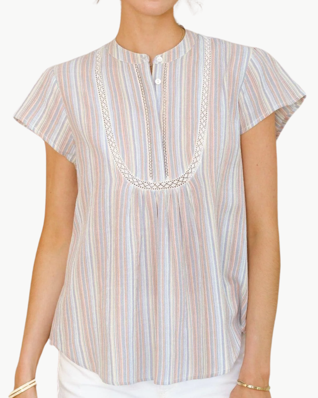 FREYA TOP IN MULTI STRIPE