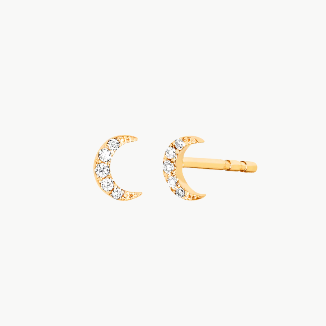 Diamond Baby Moon Stud Earring