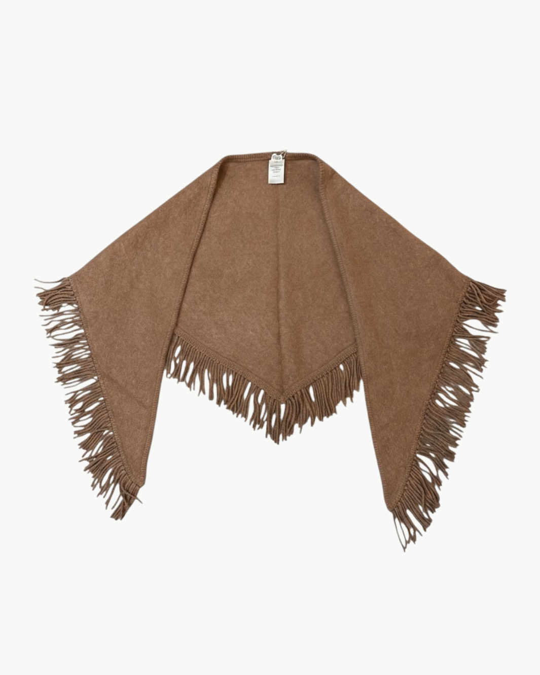 BRUSHED CASHMERE FRINGE SCARF IN CARAMEL