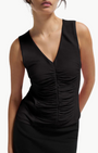 Nation TARA V-NECK TANK IN JET BLACK at Romi Boutique