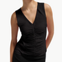 Nation TARA V-NECK TANK IN JET BLACK at Romi Boutique