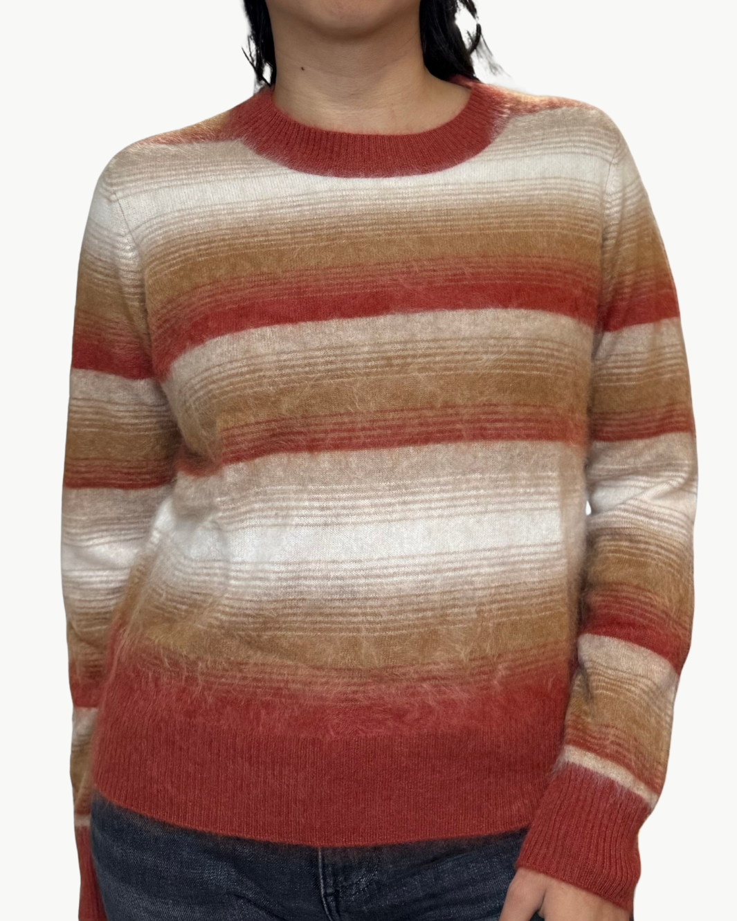 Autumn Cashmere BRUSHED OMBRE STRIPE CREW at Romi Boutique