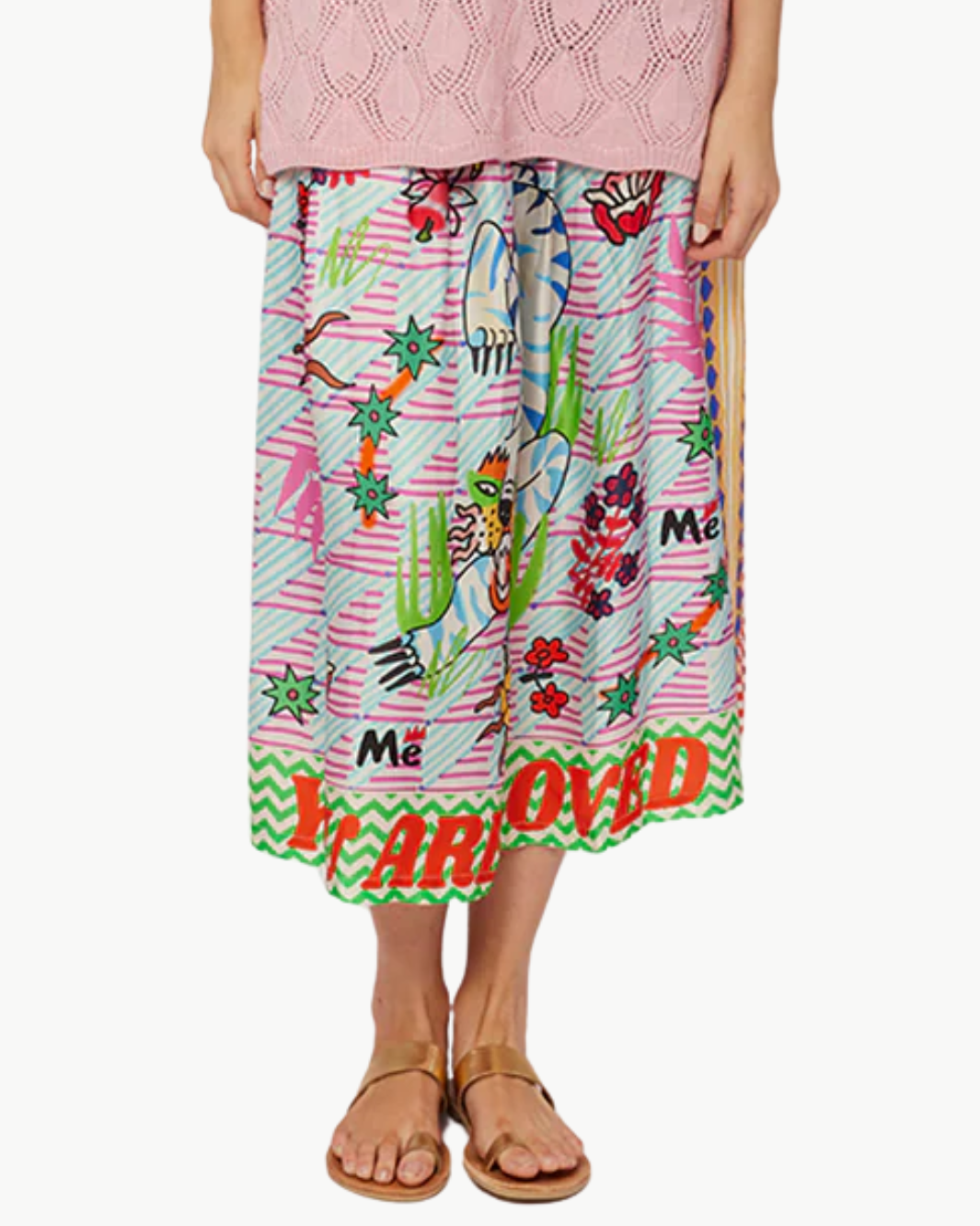 Me369 ELIZABETH PRINTED MIDI SKIRT at Romi Boutique