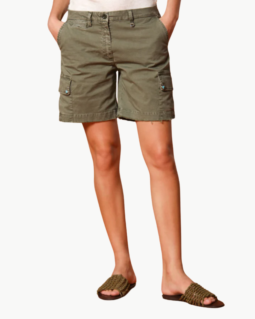 Mason's CHILE CARGO BERMUDA SHORT IN MILITARY GREEN at Romi Boutique