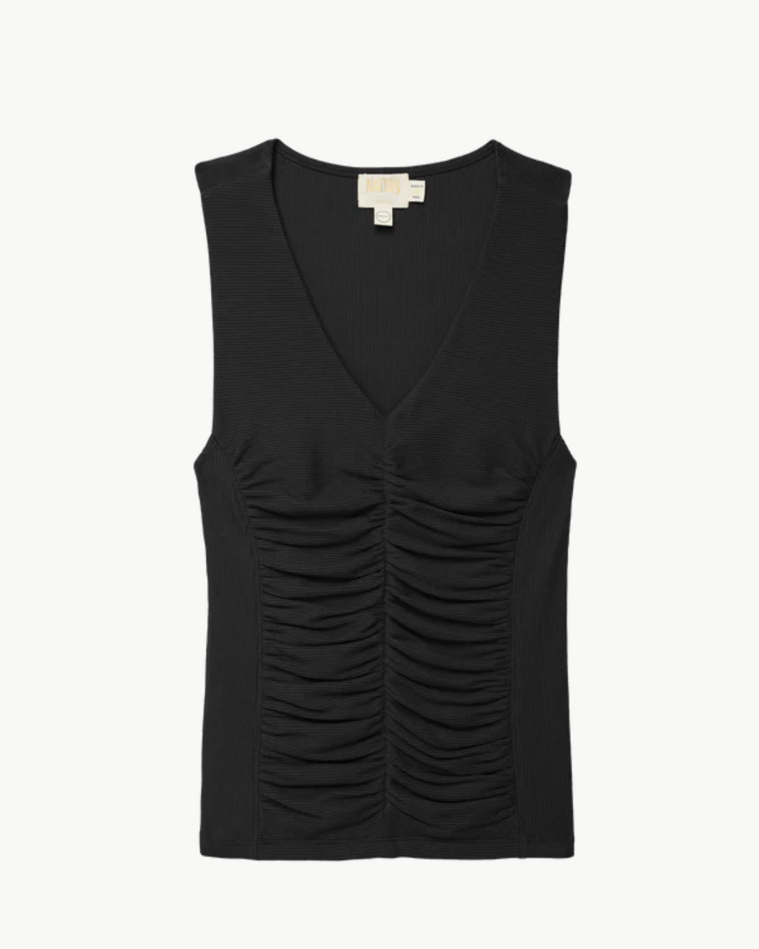 Nation TARA V-NECK TANK IN JET BLACK at Romi Boutique