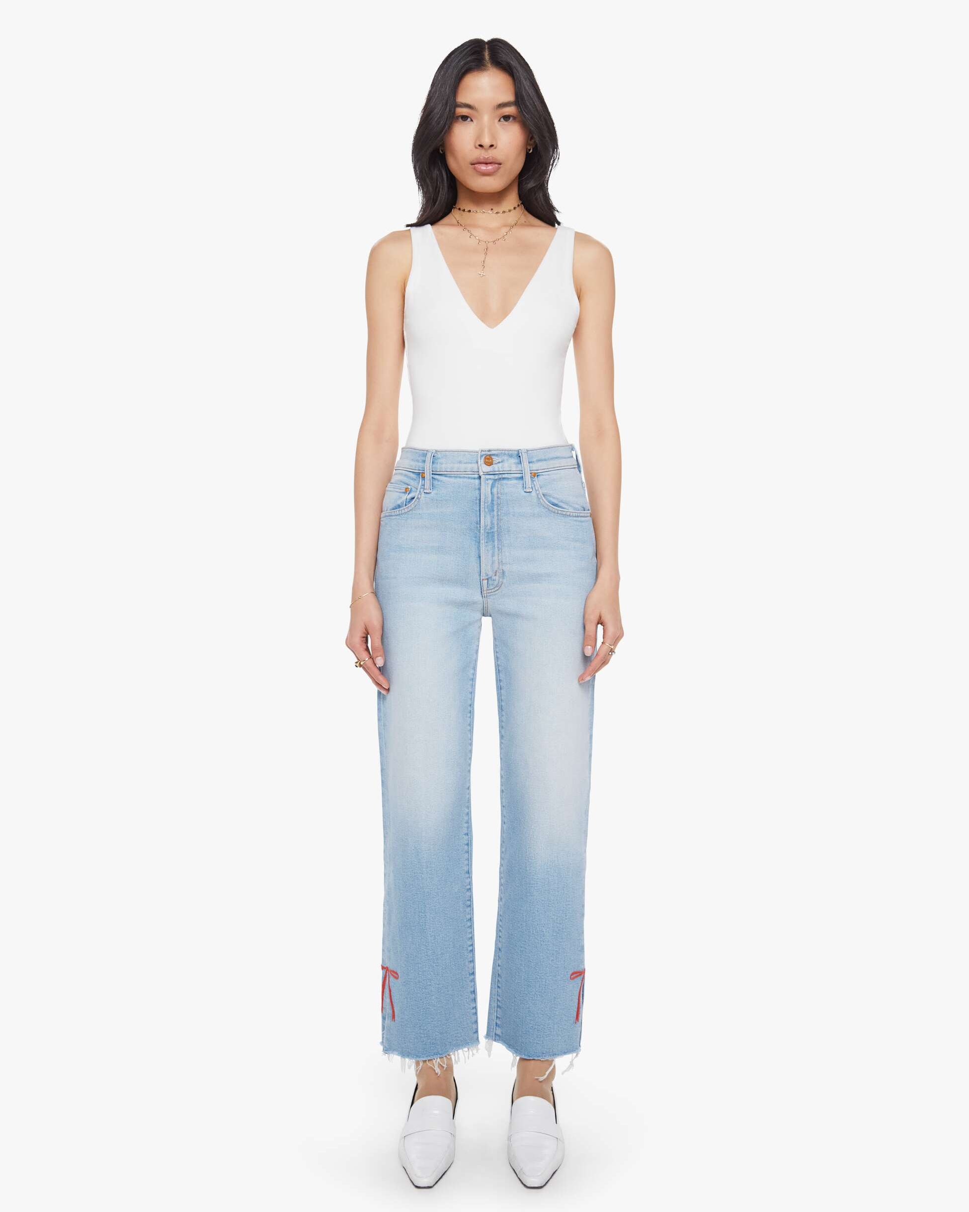 Mother THE RAMBLR ZIP SLICE HOVR FRAY at Romi Boutique