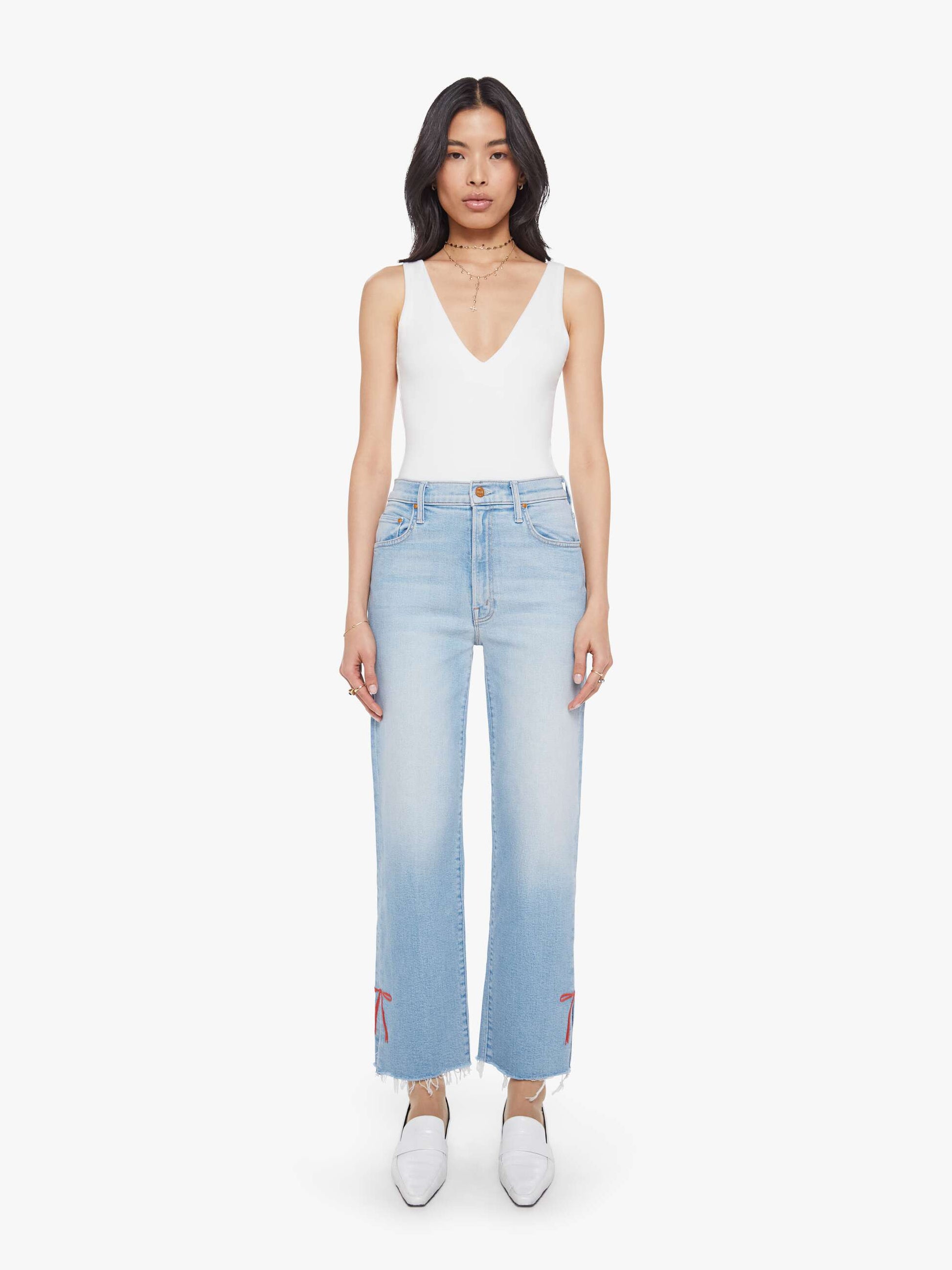 Mother THE RAMBLR ZIP SLICE HOVR FRAY at Romi Boutique