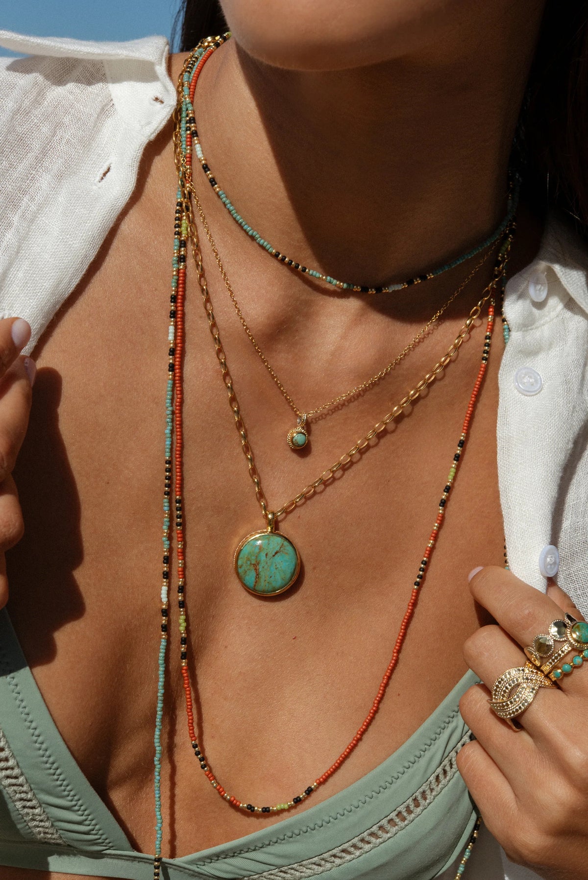 Anna Beck Shinga Beaded Necklace - 28” at Romi Boutique