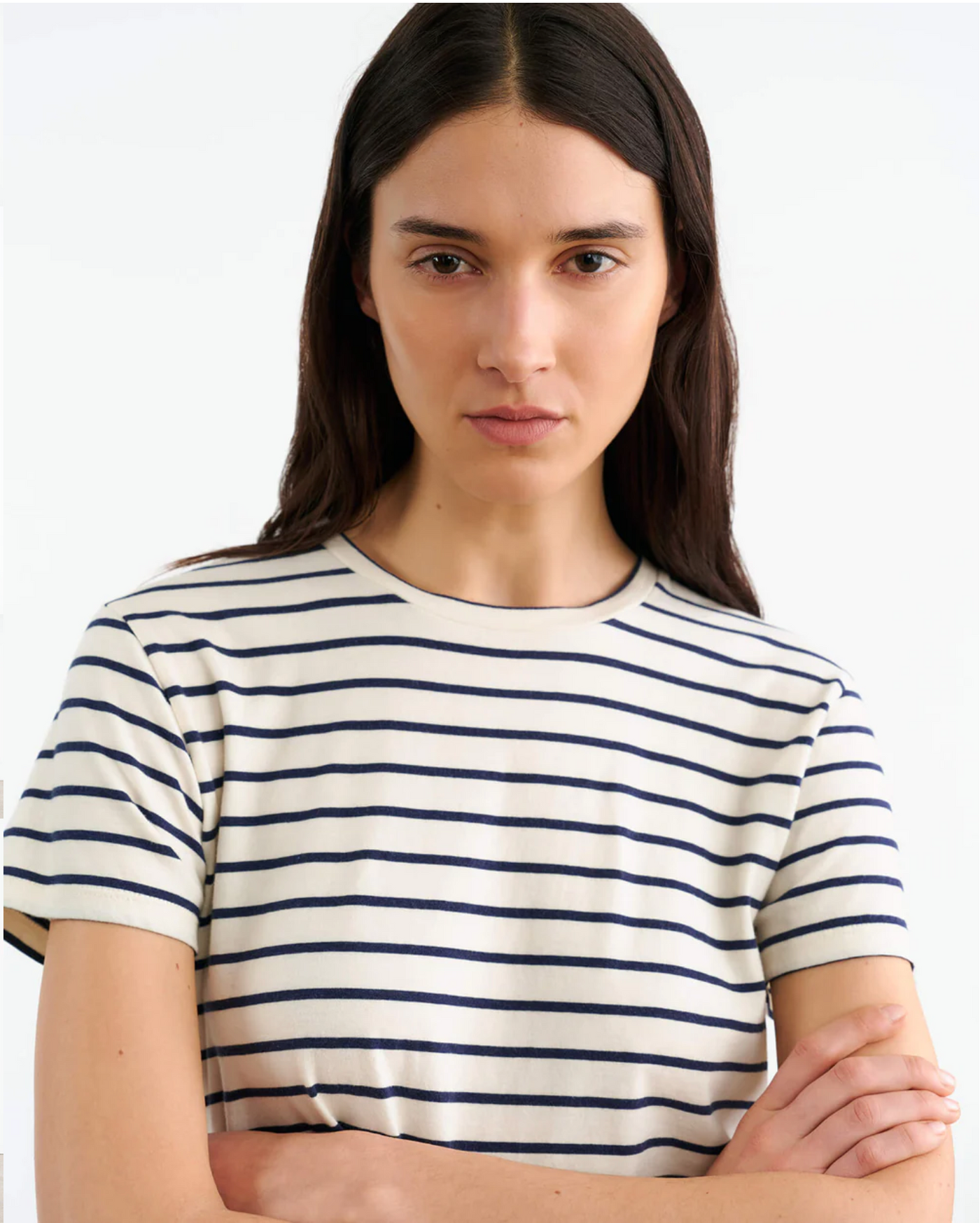 LANA TEE IN NAVY/NATURAL STRIPE