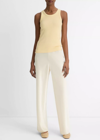 RIBBED SCOOP-NECK TANK IN BUTTER