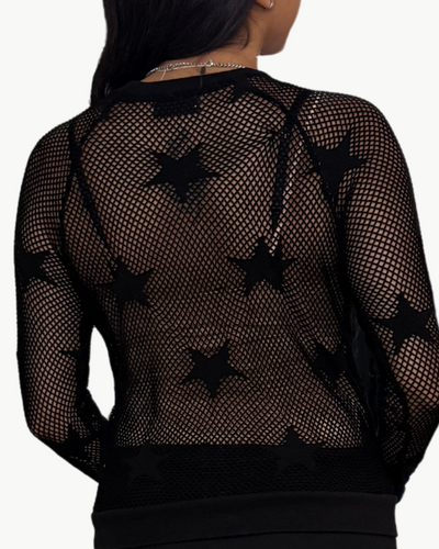 DAHL MESH RAGLAN PULLOVER IN BLACK