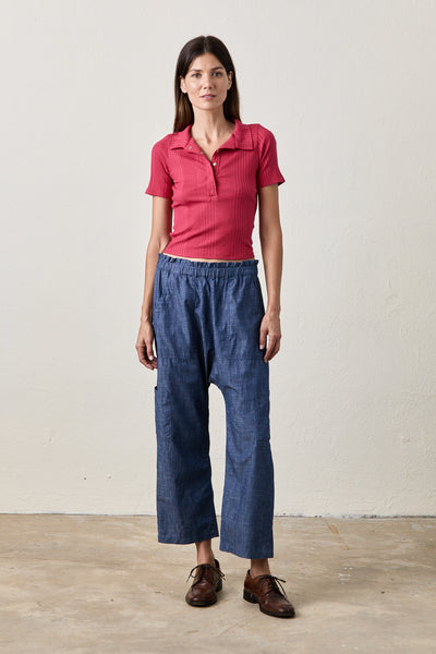 SHAILEY PAPERBAG WAIST PANTS IN INDIGO