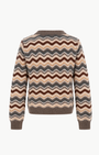 Autumn Cashmere Cropped Pointelle Wavy Stripe V Neck Pullover at Romi Boutique