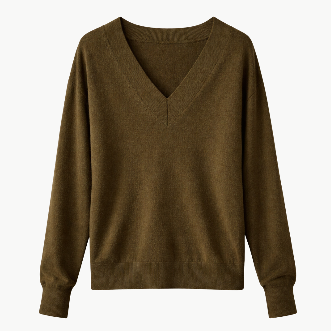RYLA CASHMERE V-NECK PULLOVER