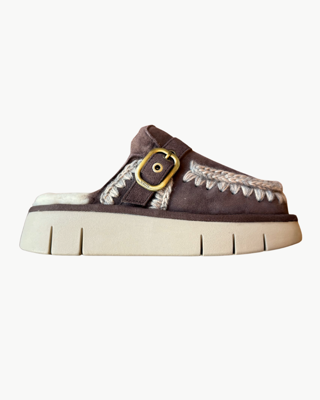 Mou Bounce Clog Buckle Strap In Brown Pepper at Romi Boutique