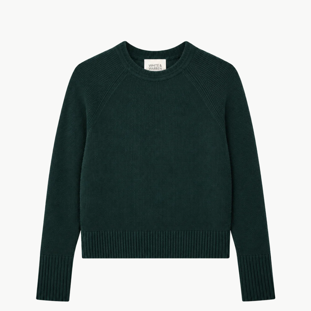 White & Warren Cashmere Waffle Sweatshirt at Romi Boutique
