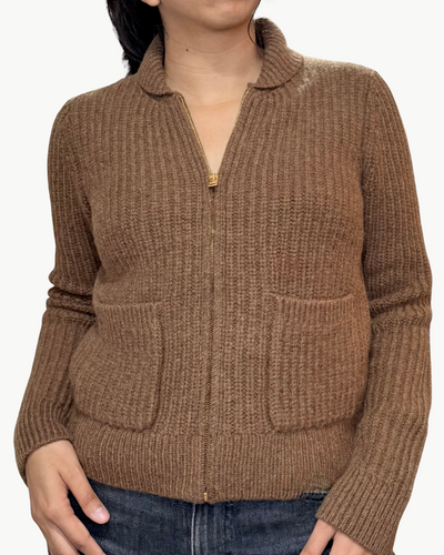 TESSEN CARDIGAN IN DARK CAMEL