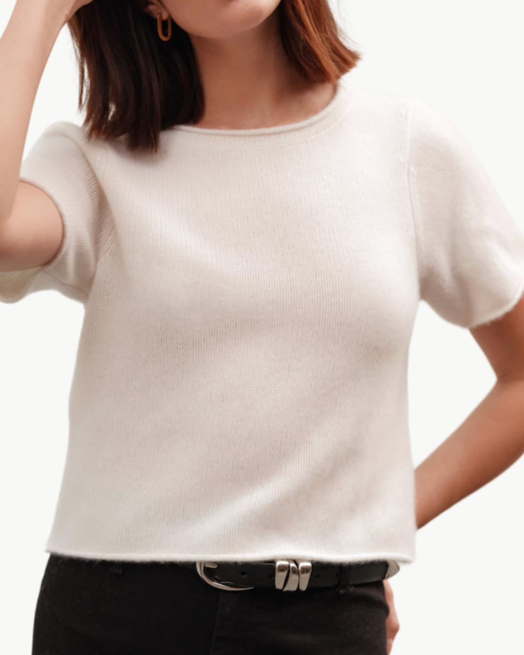 OPHELIA SHORT SLEEVE PULLOVER IN IVORY