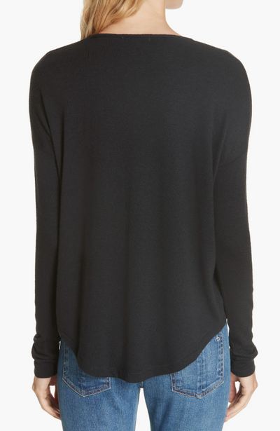 THE LONG SLEEVE KNIT VEE IN BLACK - Romi Boutique