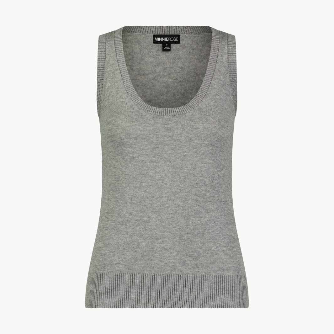 Minnie Rose SUPIMA COTTON CASHMERE SCOOP NECK TANK at Romi Boutique