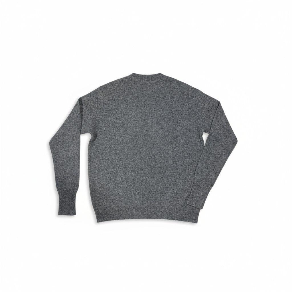 INTARSIA HORSE CREW WITH FRINGE IN CEMENT COMBO