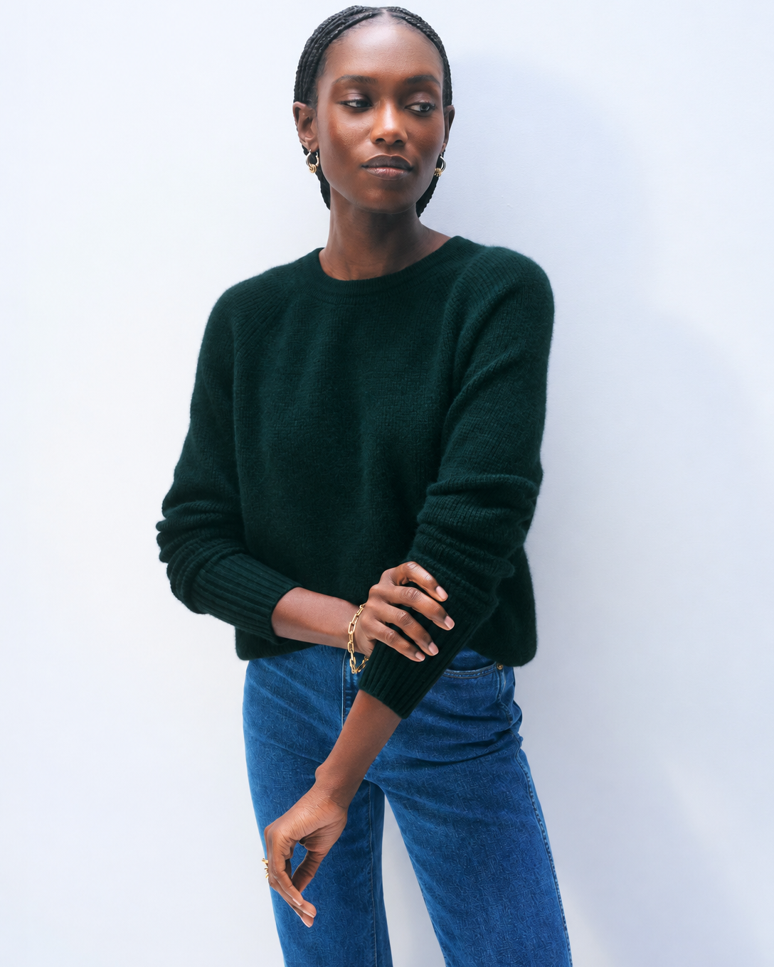 White & Warren Cashmere Waffle Sweatshirt at Romi Boutique