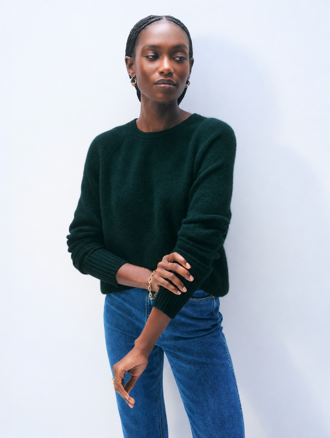 White & Warren Cashmere Waffle Sweatshirt at Romi Boutique