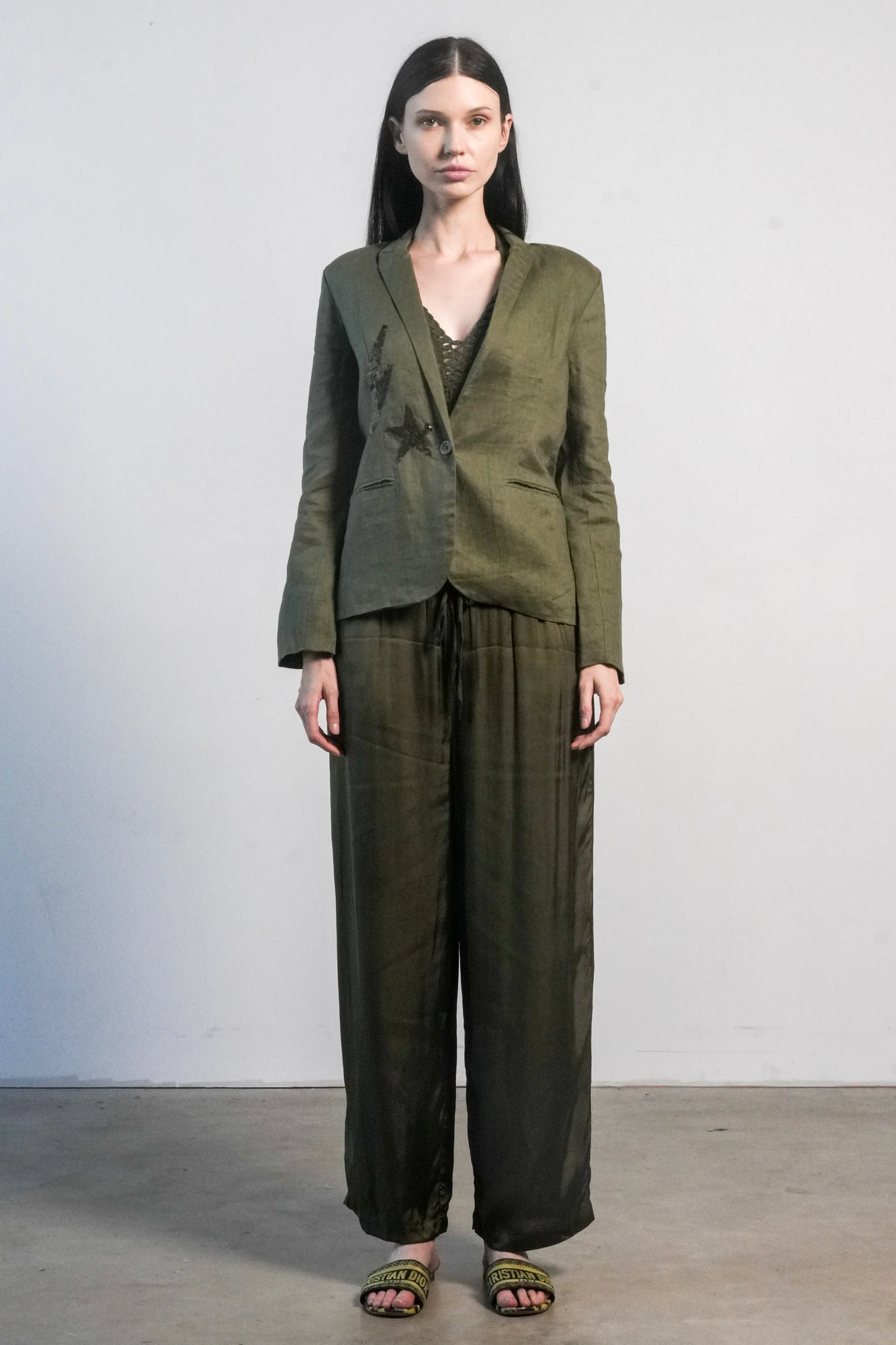 PARIS LINEN JACKET IN OLIVE