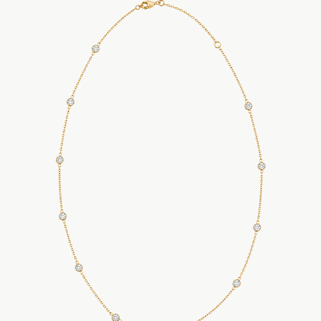 Bezel Diamond Station Necklace