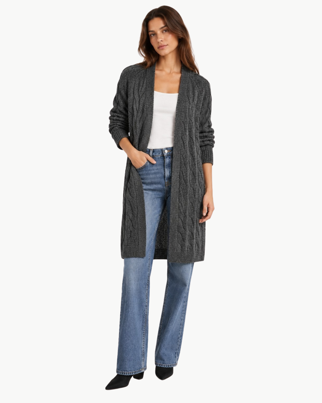 W.Cashmere Anne Cable Knit Cardigan at Romi Boutique