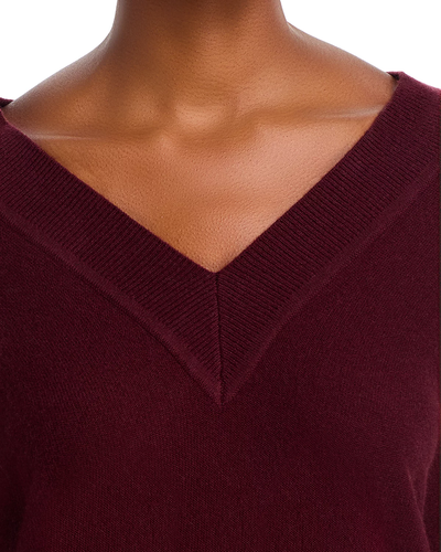 COLETA V-NECK CASHMERE SWEATER IN DARK CURRANT - Romi Boutique