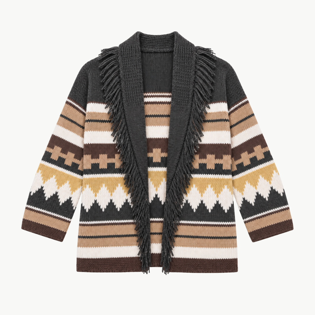 Southwest Fringed Shawl Collar Throw