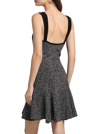 LIDIA SLEEVELESS METALLIC SWEATER MINI DRESS IN PLATINUM JACQUARD
