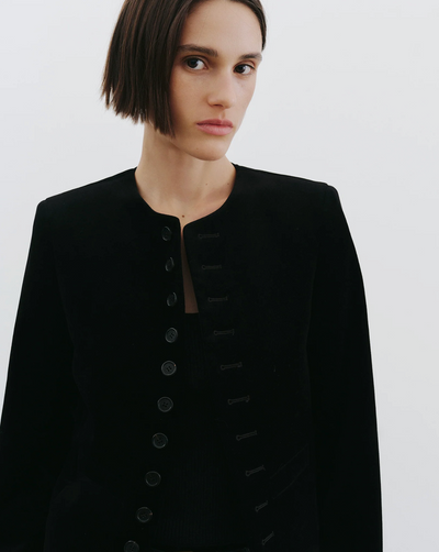 PATTI VELVET SHORT JACKET IN BLACK - Romi Boutique