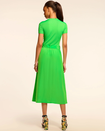 SYLVIE COMBO RIBBED MIDI DRESS IN TROPIC GREEN