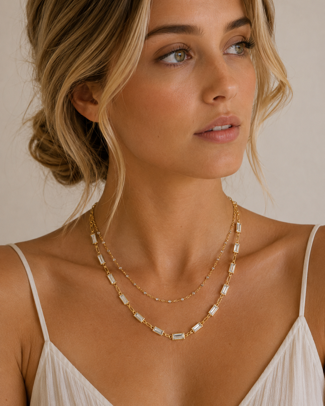 Romi Glass Pearl Double Strand Necklace at Romi Boutique