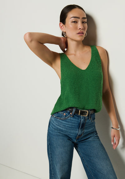 CECE SWEATER TANK IN GREEN LAWN