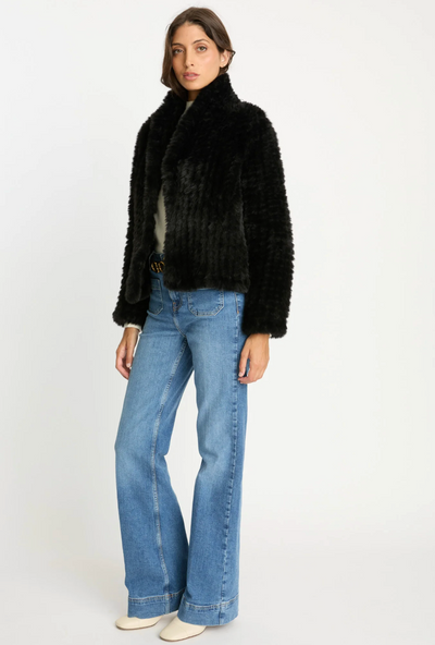 IVANNA FAUX FUR JACKET IN BLACK