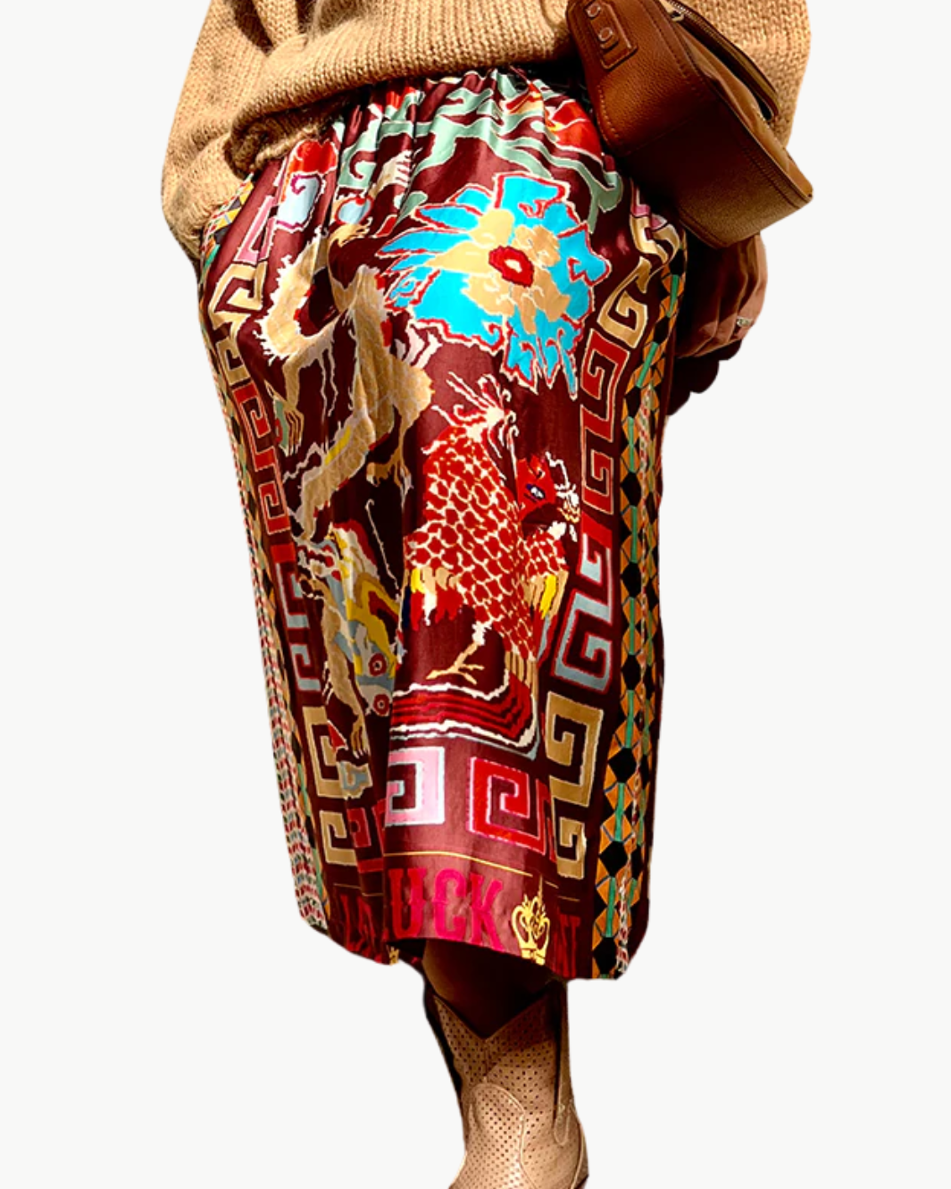 ROSALEE PRINTED MIDI SKIRT IN DRAGON