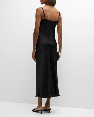 GLORIA V-NECK BIAS CUT SILK CAMI IN BLACK