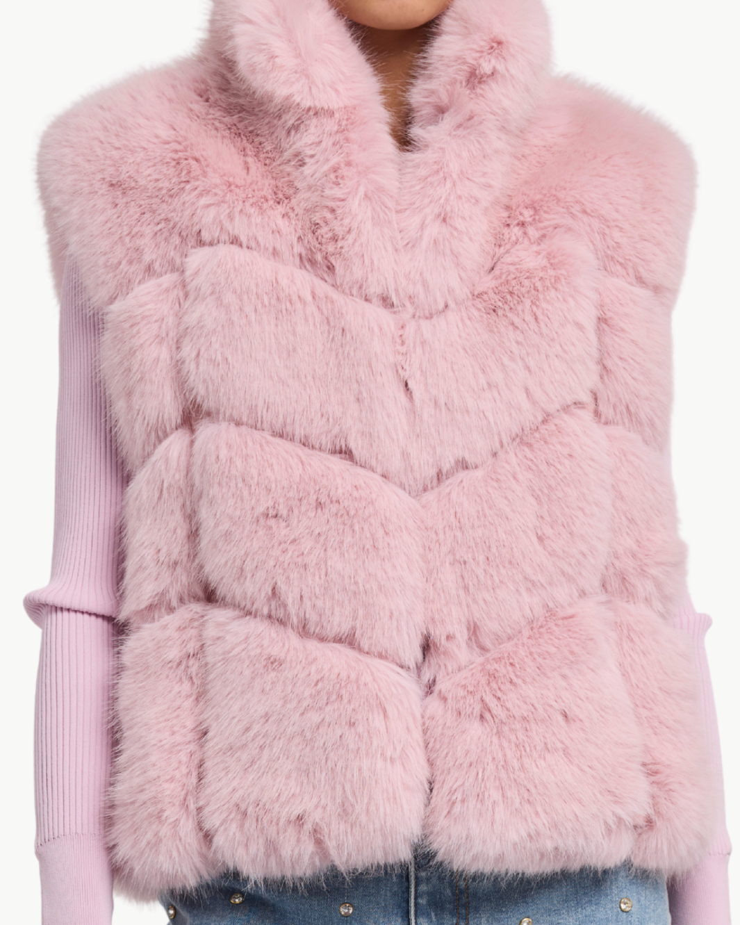 ROSARIO FAUX FUR VEST IN BALLET SLIPPER - Romi Boutique
