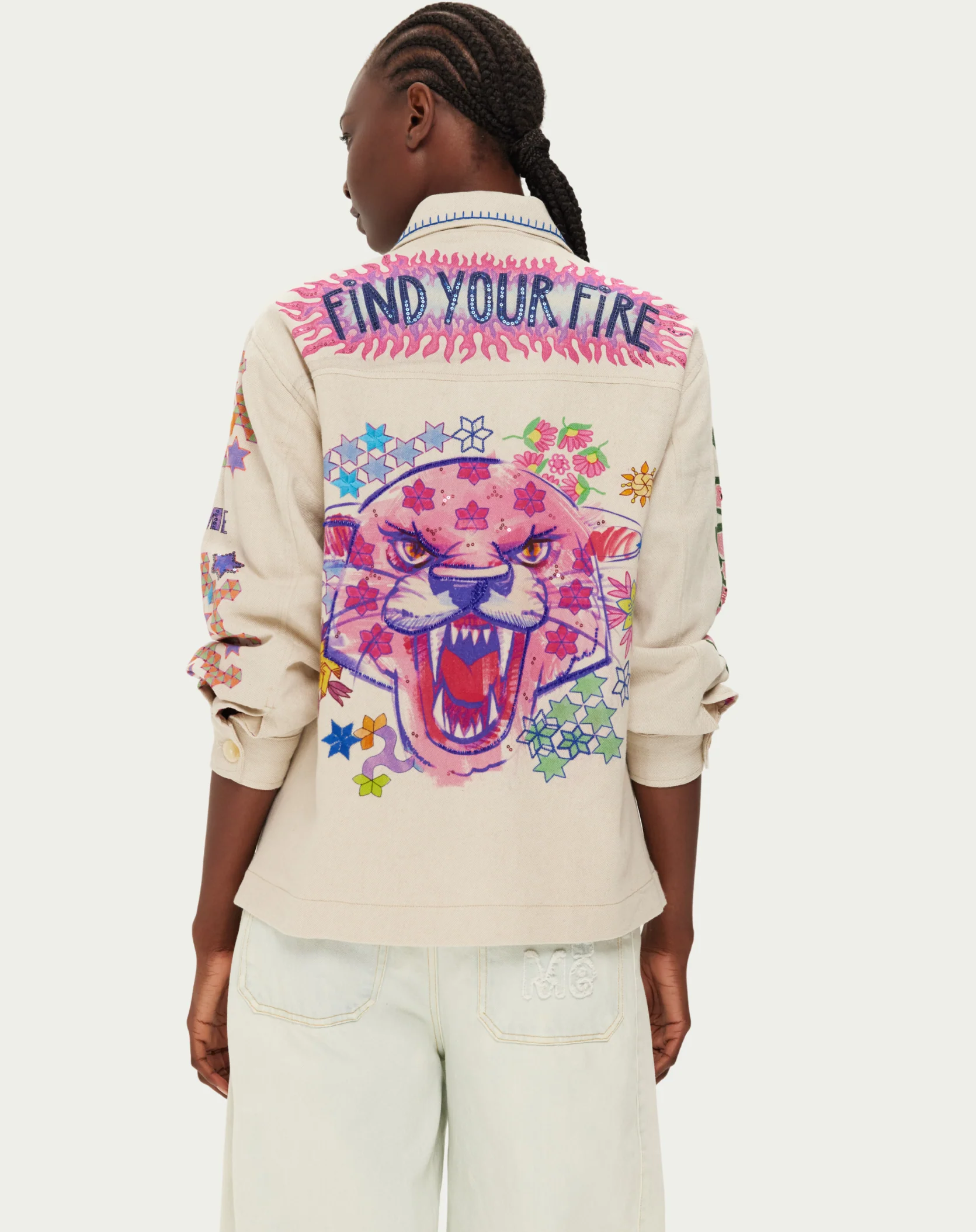 Me369 BRIANN EMBROIDERED DENIM at Romi Boutique