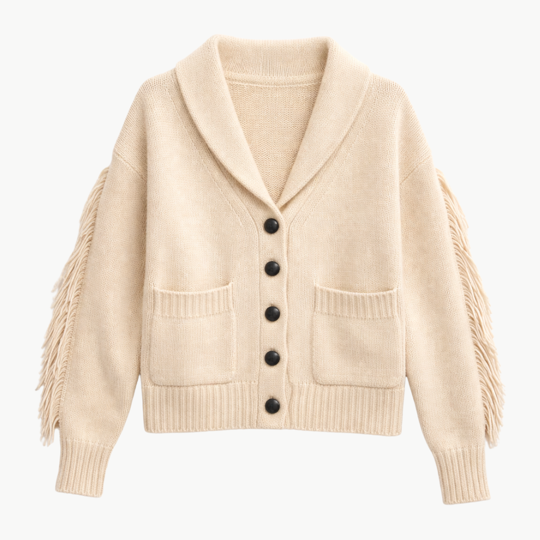 CASHMERE BLEND LUXE FRINGE COATIGAN