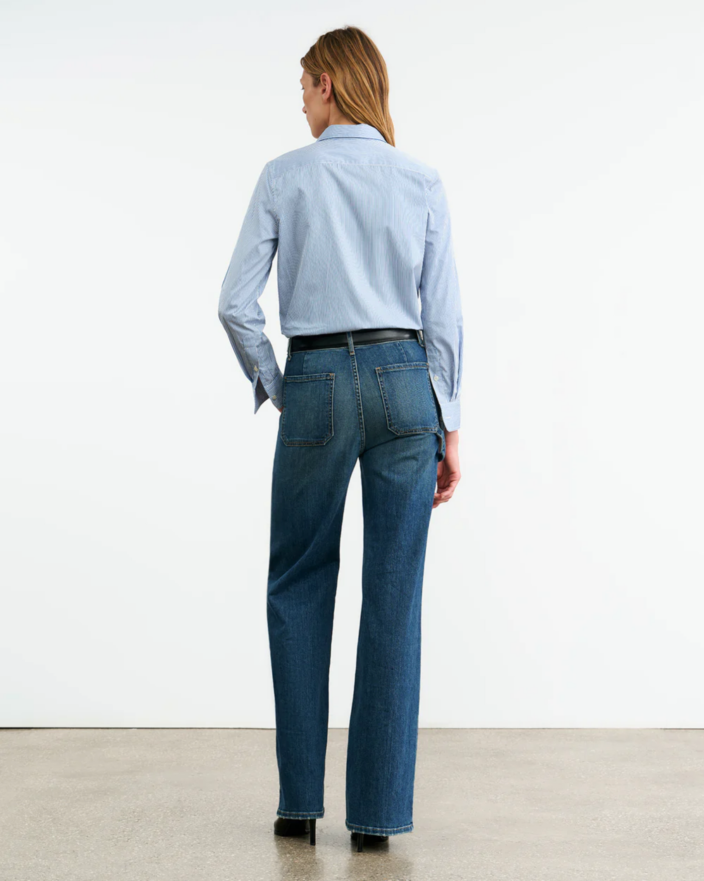 DYLLAN SHRUNKEN SHIRT IN IVORY/BLUE STRIPES