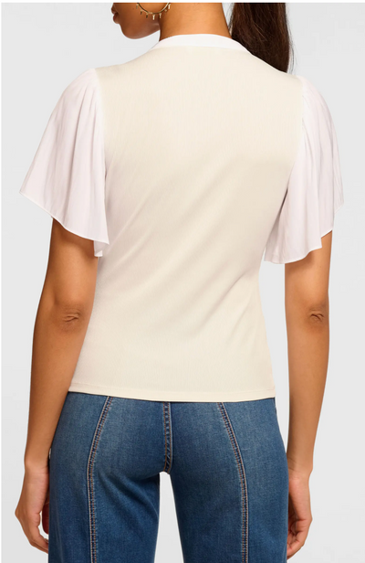 COLETTE RIBBED COMBO TOP IN IVORY