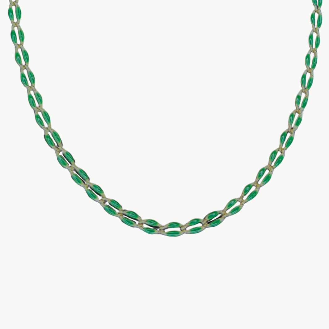 MARIT RAE OVAL LINK NECKLACE IN FOREST GREEN