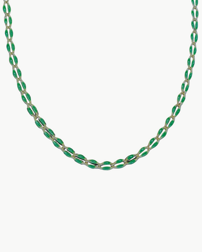 OVAL LINK NECKLACE IN FOREST GREEN - Romi Boutique