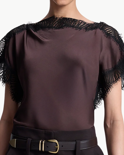 LUNA SATIN TOP IN COCOA/BLACK